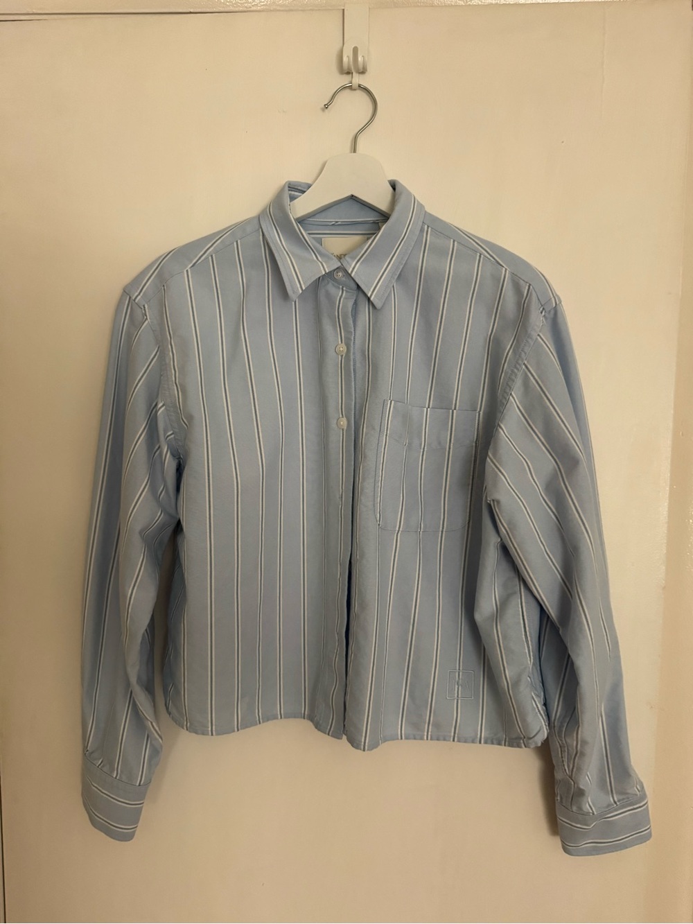 JW ANDERSON Light Blue and White Striped Shirt